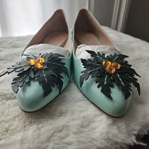 NWOT kate spade leather palm tree flats